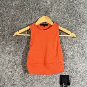 Lulus Tank Top Women’s XS Orange Ribbed Sleeveless Casual Stretch Fitted Summer
